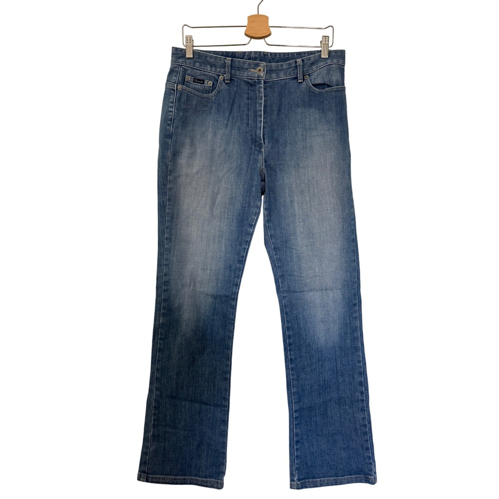 Faconnable Womens Straight Leg Jeans Medium Wash Stretch Denim Size 10